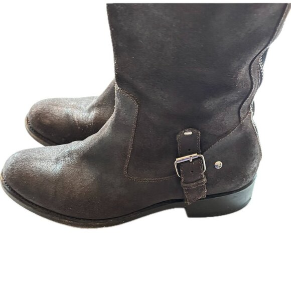 Dolce Vita Kilian Knee High Boots Distressed Leather Low Heel Zipper Womens 8 - Picture 5 of 15